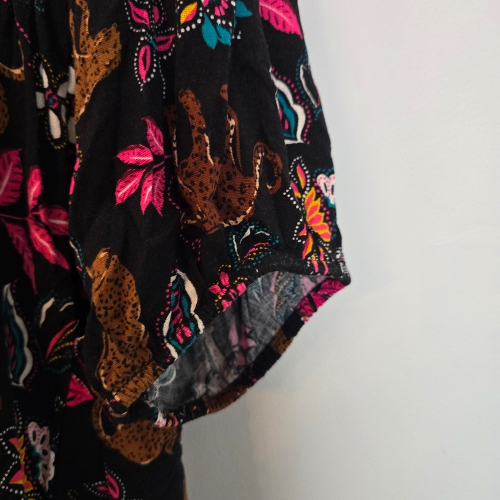 NWT‎ Torrid Leopard Floral Twist Front Mini Dress 2X 18-20 Boho Festival Pockets - Picture 3 of 12